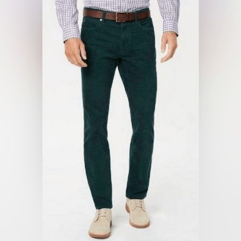 Tommy Hilfiger Pants Men's 38x32 Green Corduroy Custom Fit NWT